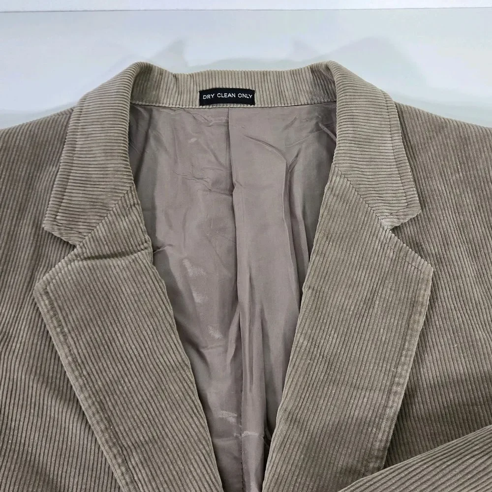 Vintage Jordache Mens‎ 46R Corduroy Sport Coat Blazer Brown Jacket